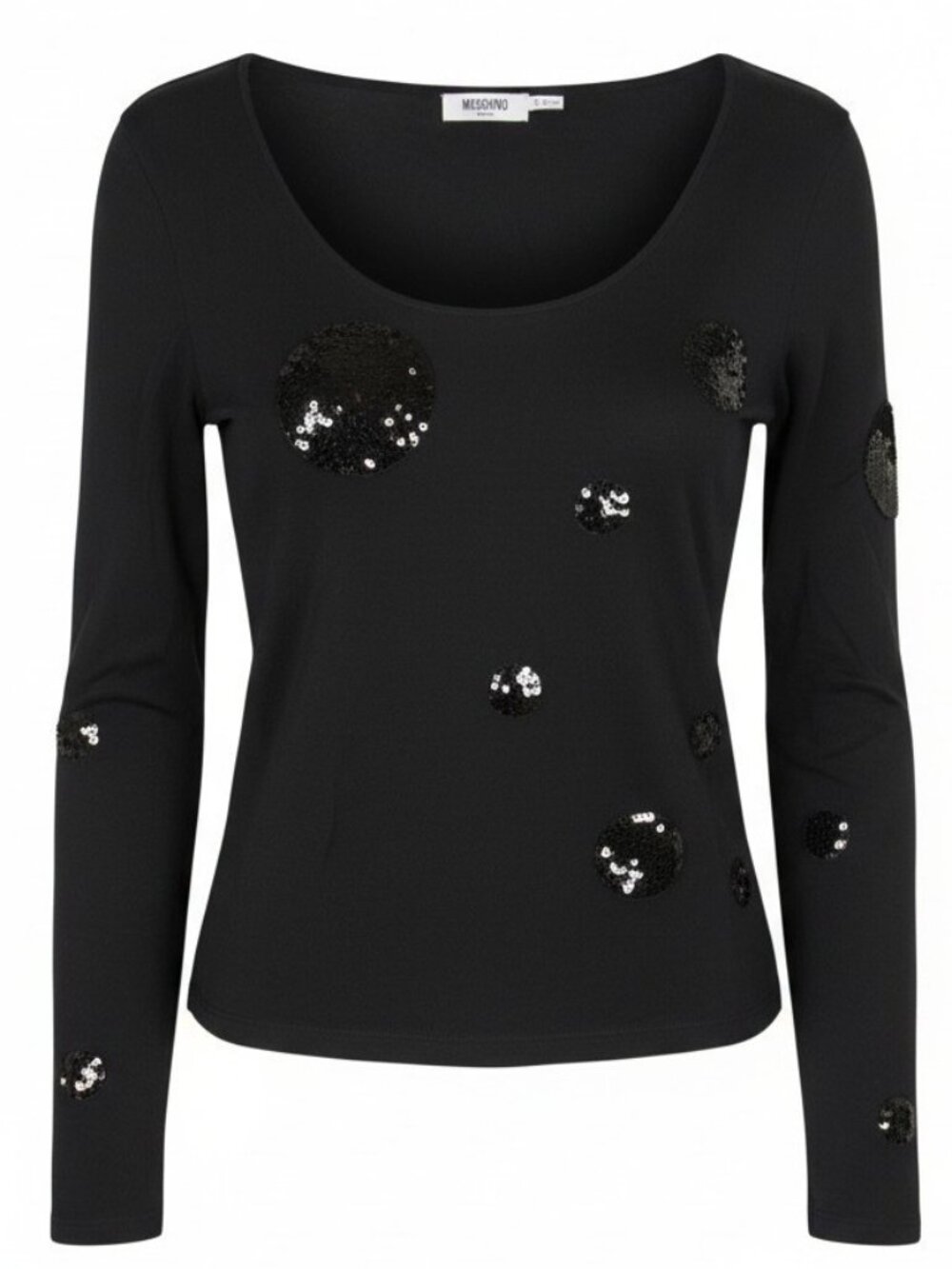Moschino Jeans Black Sequin Polka Dot Long Sleeve Top Womenโs US 12